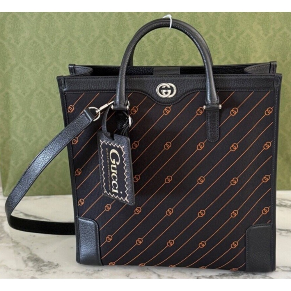 NWT Gucci‎ 752586 Unisex GG Interlocking Medium Jacquard  Tote Bag